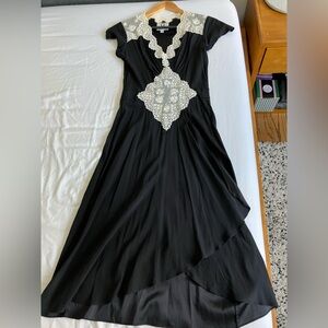 Maison Mayle silk black and white lace dress size 2